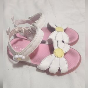Girls' White Daisy Sandals with Pink Insole